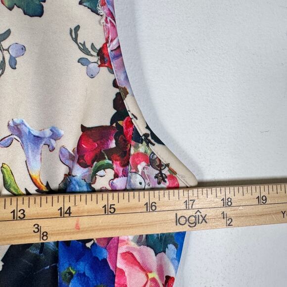 Betsey Johnson Dress Womens 8 Colorful Floral Scuba Career Midi Wedding A-Line - Picture 11 of 12